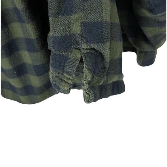 LL BEAN Check Plaid Flannel Shirt Thermal Lining Men's XXL Green Black Shacket - Picture 6 of 6